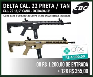 DELTA CAL. 22 PRETA / TAN 16,5" CANO - OXIDADA PP