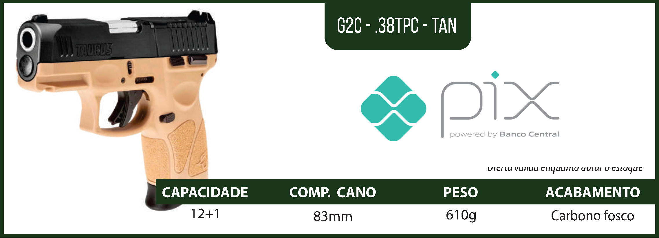 Pistola Taurus G2c T.O.R.O. - TAN
