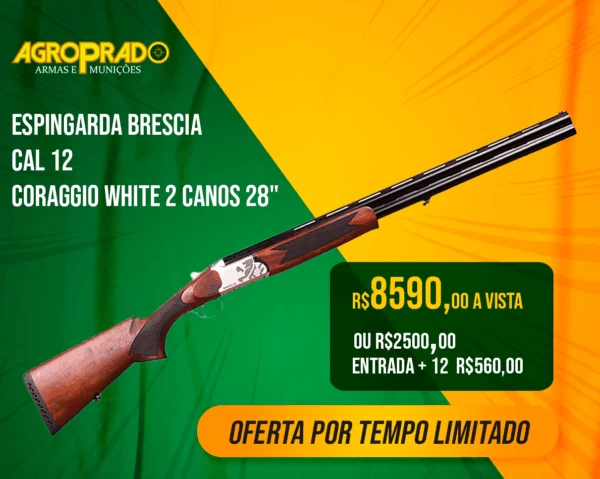 Espingarda Brescia CAL 12 - Coraggio white 2 canos 28"